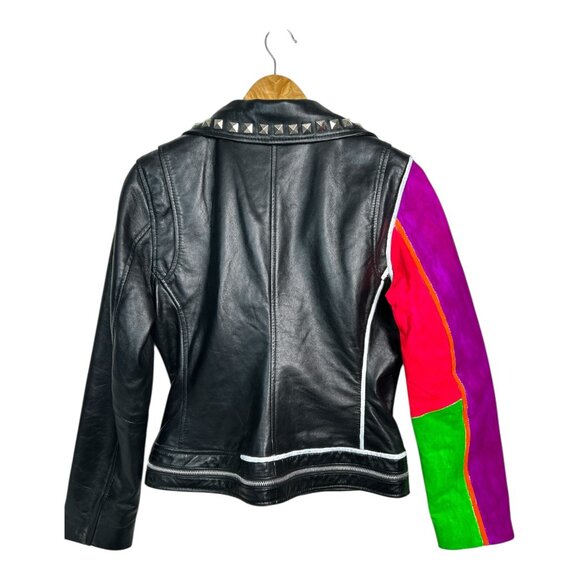 Factory Extreme Leather Studded Black Jacket Women's Size Small - Picture 2 of 12